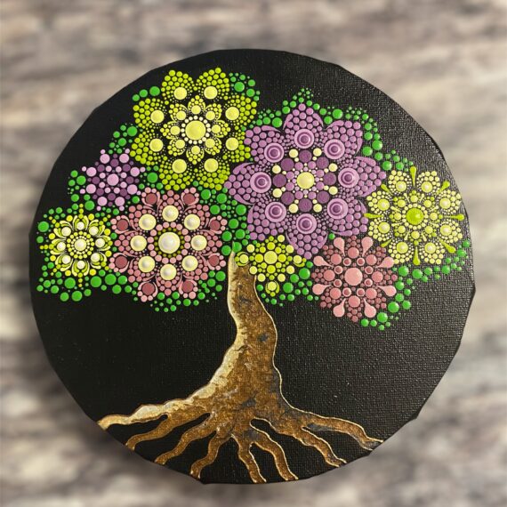 Strom života - ručně malovaný a tečkovaný obraz