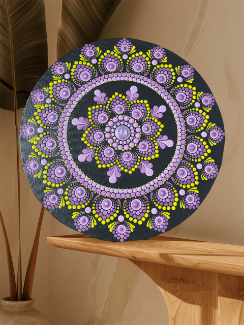 Mandala na plátně- ručně malovaný a tečkovaný obraz