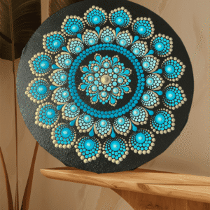 Mandala na plátně- ručně malovaný a tečkovaný obraz 3